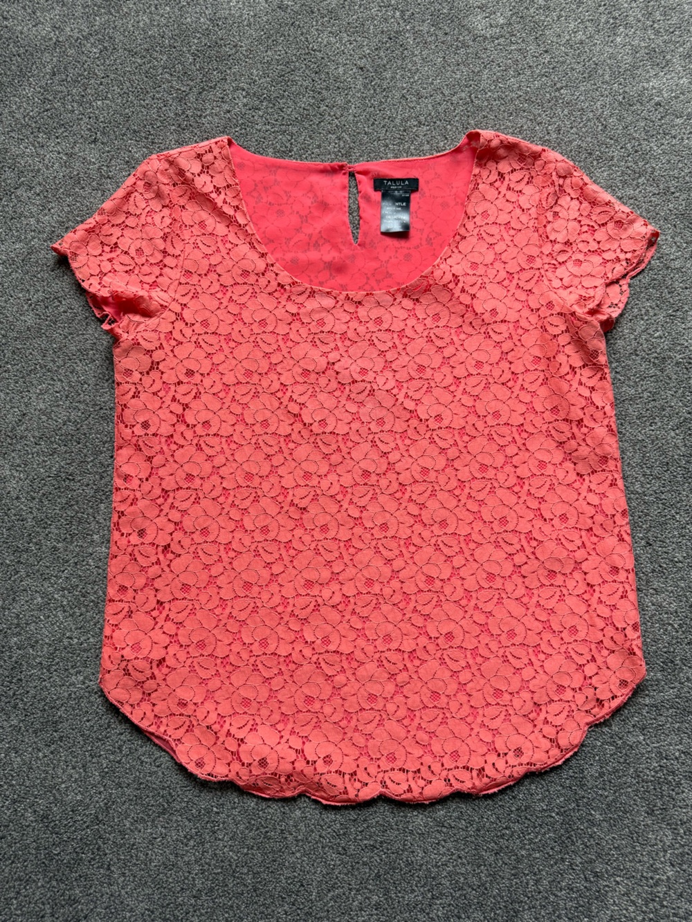 Talula Coral Lace Short Sleeve Top